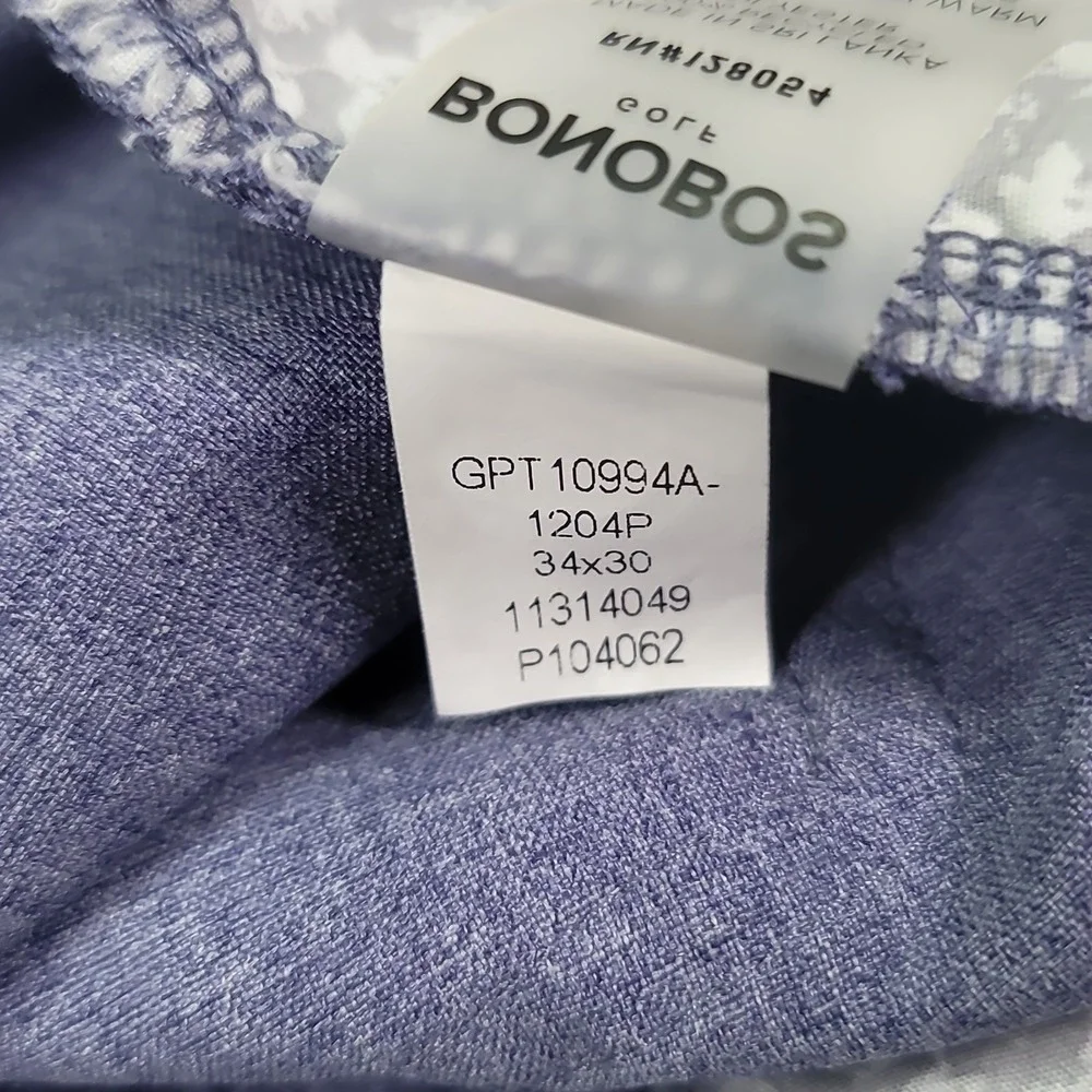 Bonobos Mens Blue Heathered Performance Tech Chinos Five Pocket Golf Pants 35